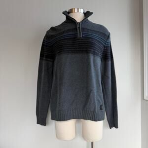 Calvin klein grey and black quarter zip sweater with blue accent